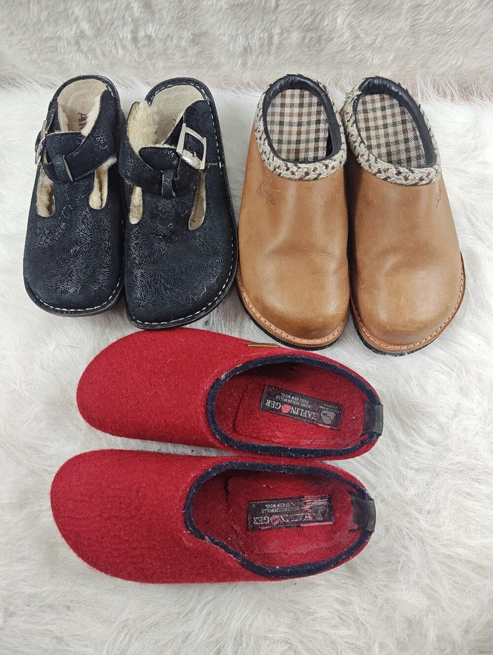Haflinger Wool Cork Clogs + Alegria PG Lite + Simple Clog Bundle Women's Size 6